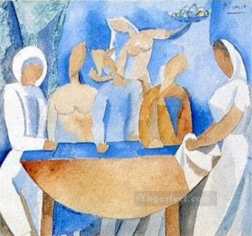at the carnival Painting - Carnival at the bistro tude 1908 cubism Pablo Picasso